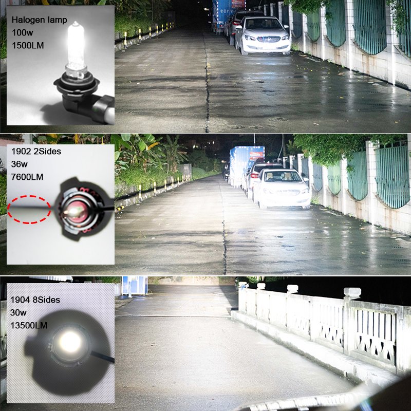 Roadsun 4 Sides 100w Led Headlight Bulb 9005 9006 HB4 HB3 H1 H7 Led Canbus Custom Headlights for Cars