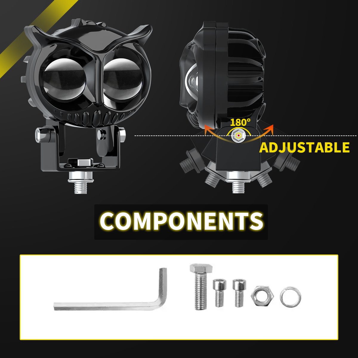 Wholesale 12V Led High Low Beam White Yellow spotlights Led Lights Bulbs Owl LED Work Light For Motorcycle Truck Car ATV SUV