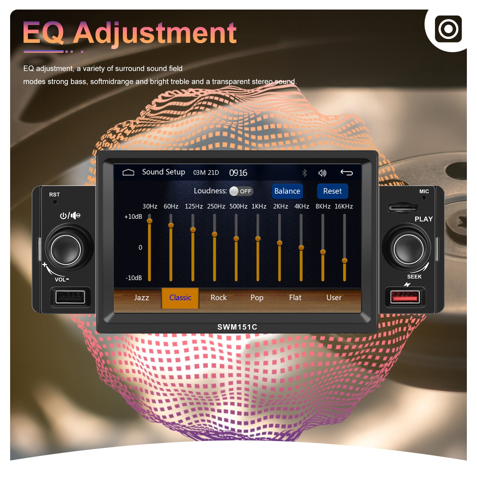 Podofo Car Mp5 Player 5 Inch 1Din Touch Screen Carplay Android Auto BT TF/USB FM Rear View Car DVD Player