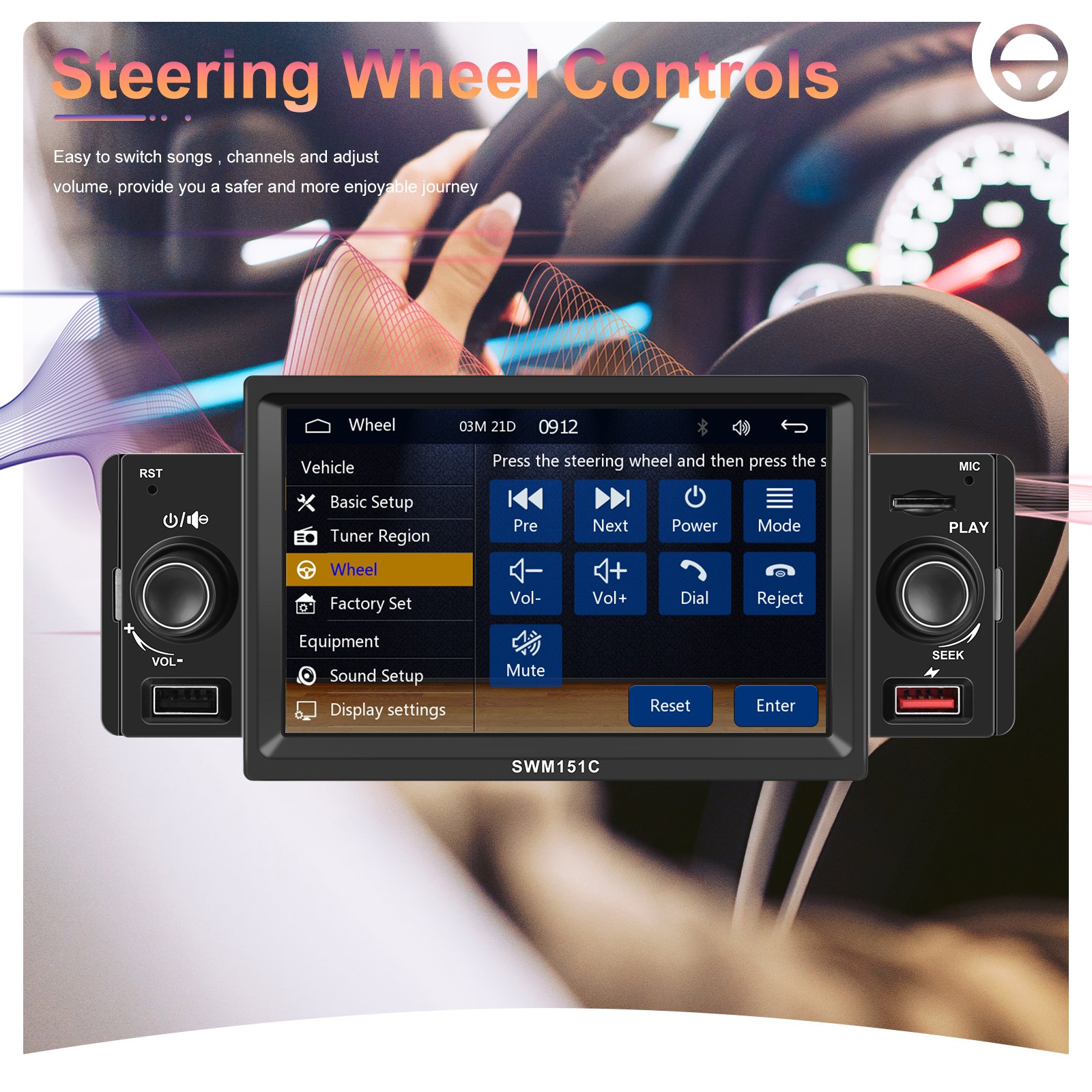 Podofo Car Mp5 Player 5 Inch 1Din Touch Screen Carplay Android Auto BT TF/USB FM Rear View Car DVD Player