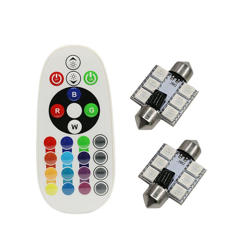 C5W LED Strobe Light Festoon RGB Interior Lamp with Remote Control Multicolor for Auto Car Dome Light Reading Lights 12V