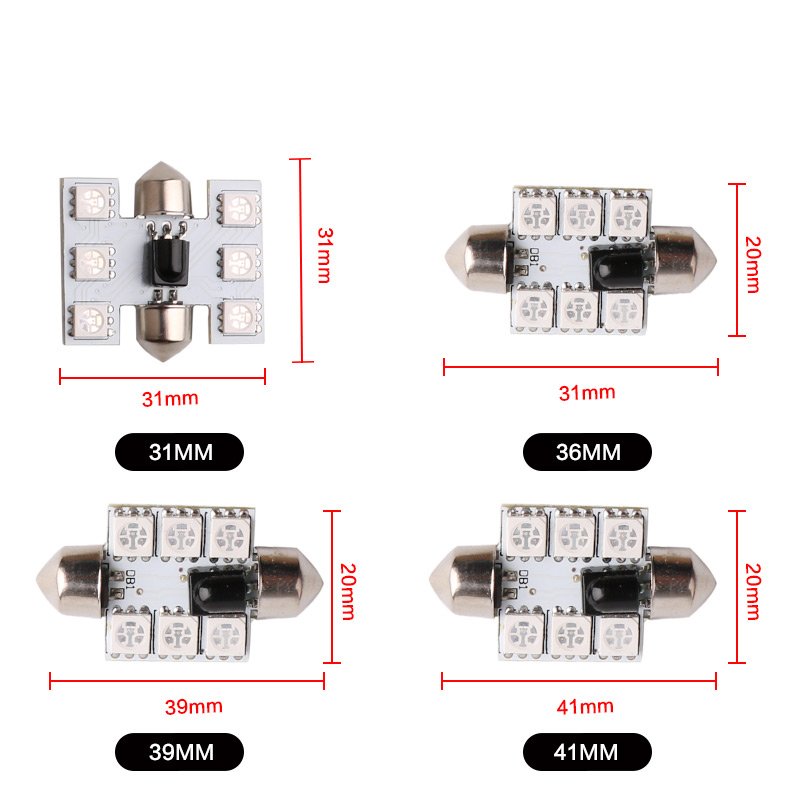 C5W LED Strobe Light Festoon RGB Interior Lamp with Remote Control Multicolor for Auto Car Dome Light Reading Lights 12V