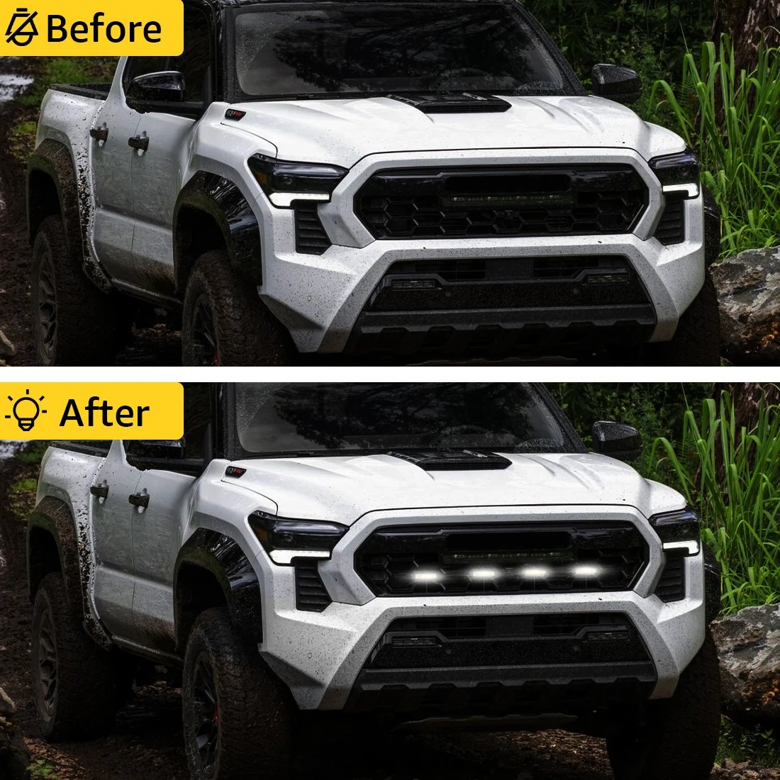 Car Front Daytime Running Light Grille LED Light For Toyota Tacoma TRD Off-Road 2024 LED Warning Grill Light Accessories
