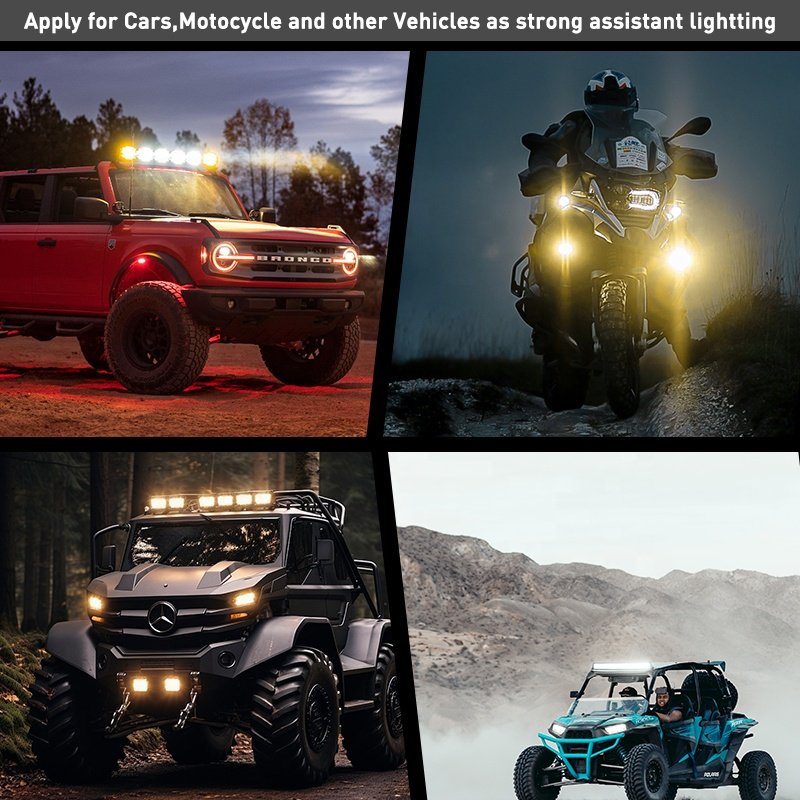 100% Waterproof 2 PCS 94W M4 Matrix LED Motorcycle Spotlight Projector Lens Car Spot Light 6000K/3000K Auxiliary Light For Cars