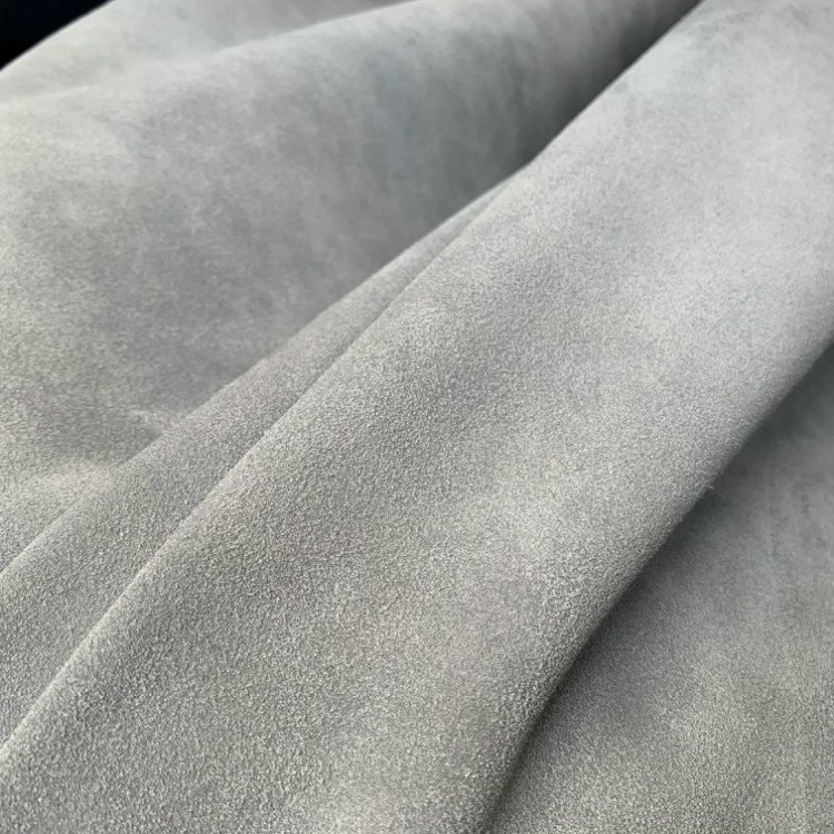 Stock Light Gray Cow Suede Leather for Men's Casual Shoes Belts Sofas Furniture Luggage Skirts-Finished Grain Split Patterns