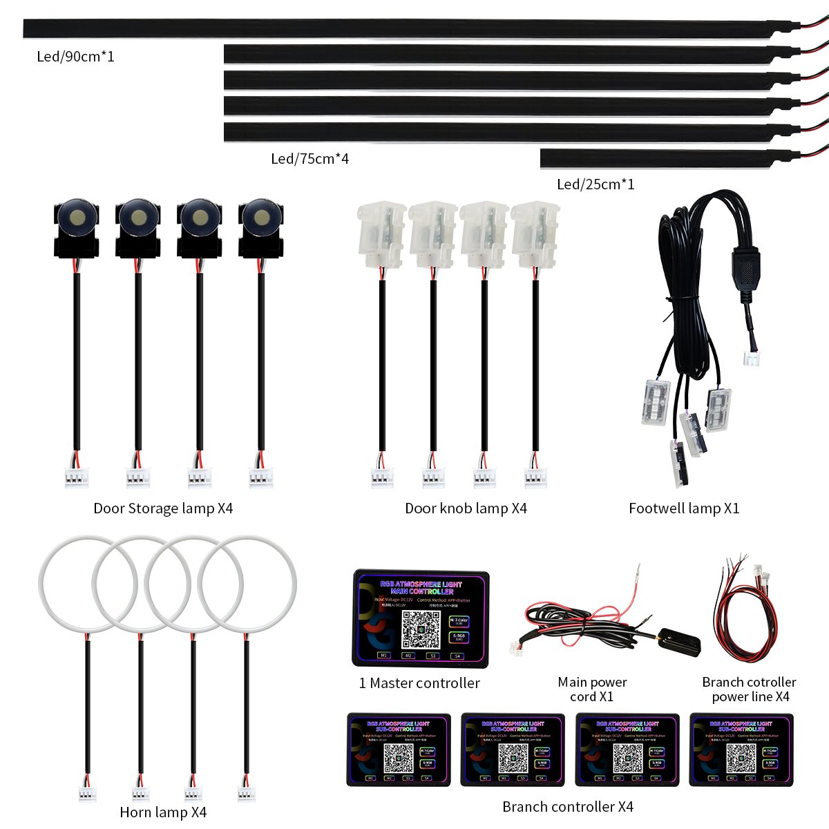Others Car Light Accessories Symphony Ambient Light Led Car Interior Decoration Atmosphere 22 in 1 RGB Ambient Car Led Lights