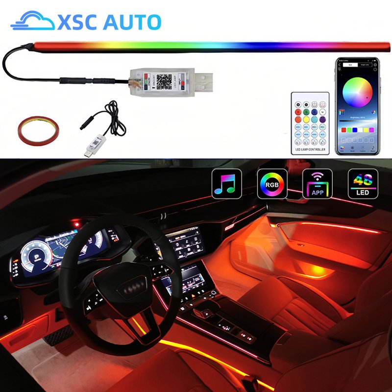 LED Atmosphere Lamp Car Cold Light Line Interior Door Ambient Decorative Dashboard Light Car Styling Sale