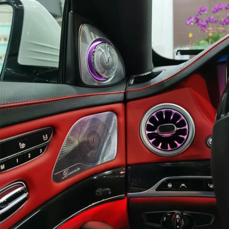 Full Set W222 Ambient Light Kit Rotating Tweeter Luminous Turbine Vent Car Door Speaker Cover For Mercedes Benz S-Class W222