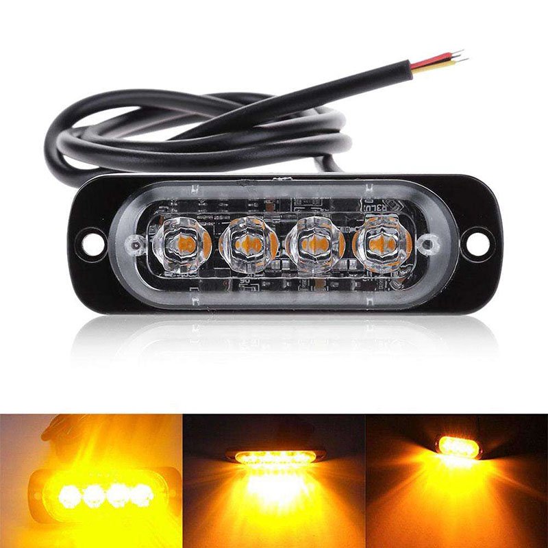 Truck 4 LED Emergency Strobe Light ATV Vehicles Forklift Tow Trailer Flash Warning Lamp Beacon Surface Mount Side Marker
