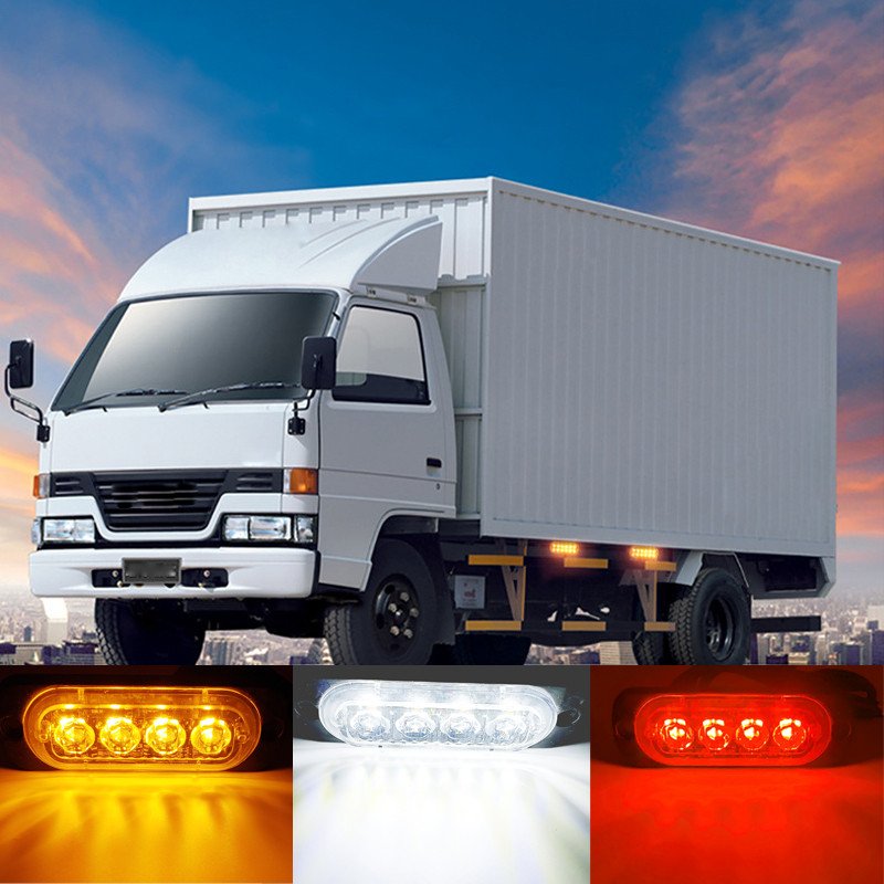 Truck 4 LED Emergency Strobe Light ATV Vehicles Forklift Tow Trailer Flash Warning Lamp Beacon Surface Mount Side Marker