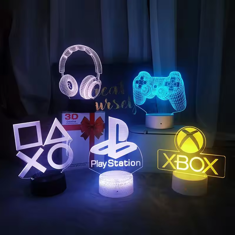 Christmas Kids Bedside 16 Colors Cordless LED Table Lamp Acrylic Base Writing Board 3D Night Lights