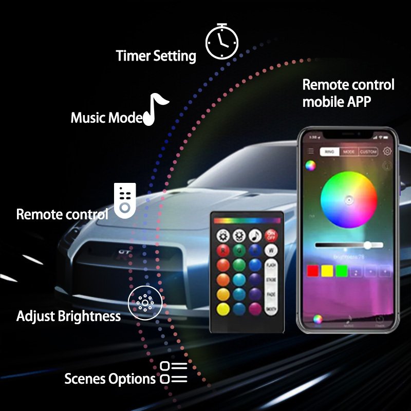 Universal 3M Others Car Light Accessories Waterproof 12V Car Interior Led Light Ambient Lighting Car