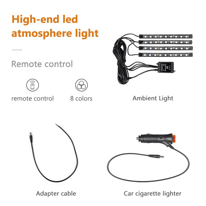 2022 New Arrivals Other Car Light Accessories RGB Remote Interior LED Car Foot Ambient Light Strip For Car Decoration