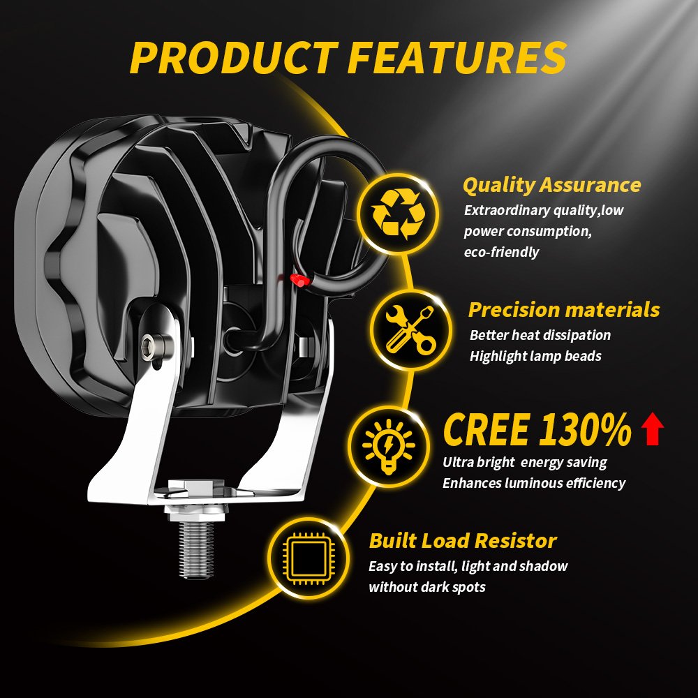 DXZ MINI 3"inch 20W White Yellow Spot LED pods Light 4x4 Off Road Fog/Driving Lights for Truck UTV Others Car Light Accessories