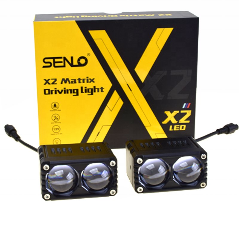 SENLO X2plus High Quality High Low Beam Yellow White Spot Projector Lens Dual Color Mini Driving Light For Motorcycle Waterproof