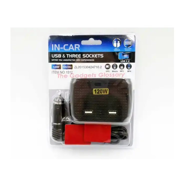 Wholesale High Quality 3 Socket Car USB Charger Bluetooth Connect 1512 Wallbox Bulk Package with Good Price