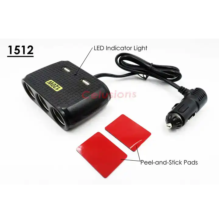 Wholesale High Quality 3 Socket Car USB Charger Bluetooth Connect 1512 Wallbox Bulk Package with Good Price