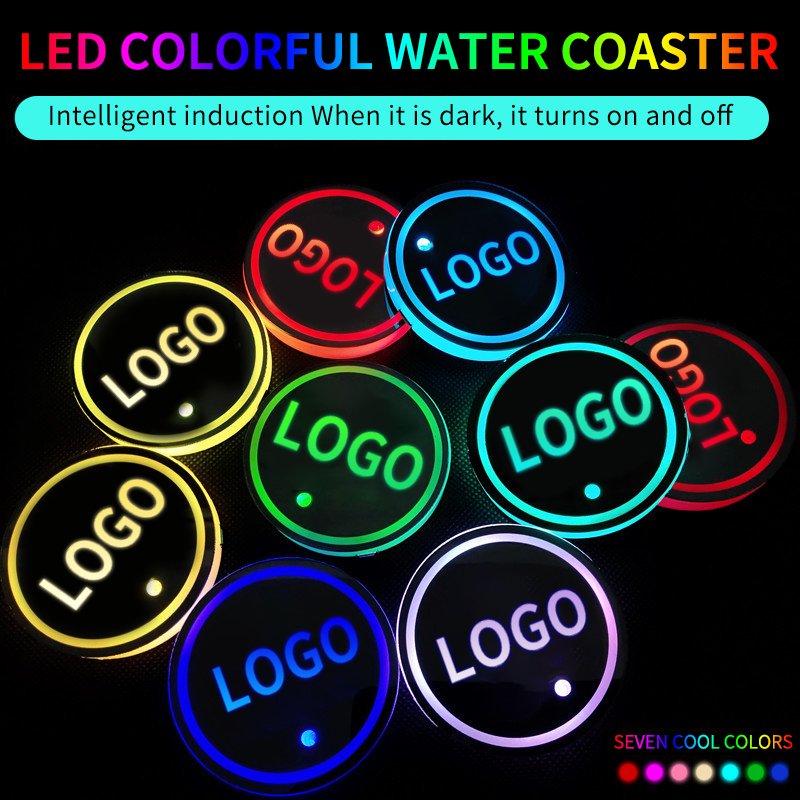 Wholesale Customized Car Coasters Drink Holder Illuminated Mats LED Interior Ambient Lights car accessories