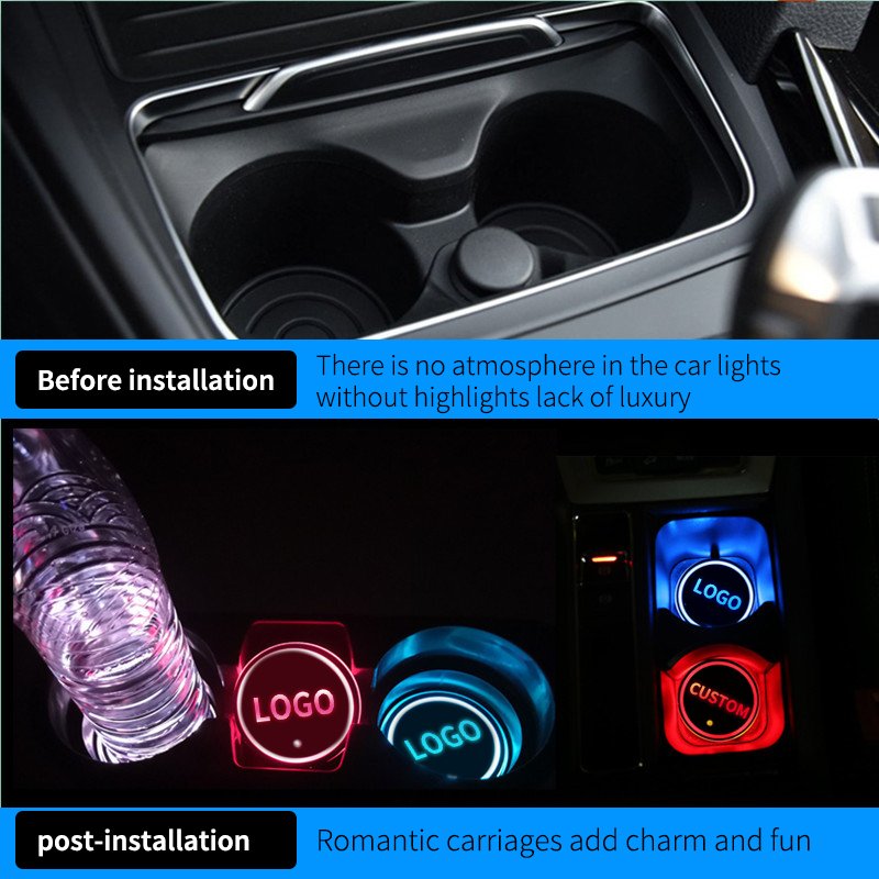 Wholesale Customized Car Coasters Drink Holder Illuminated Mats LED Interior Ambient Lights car accessories