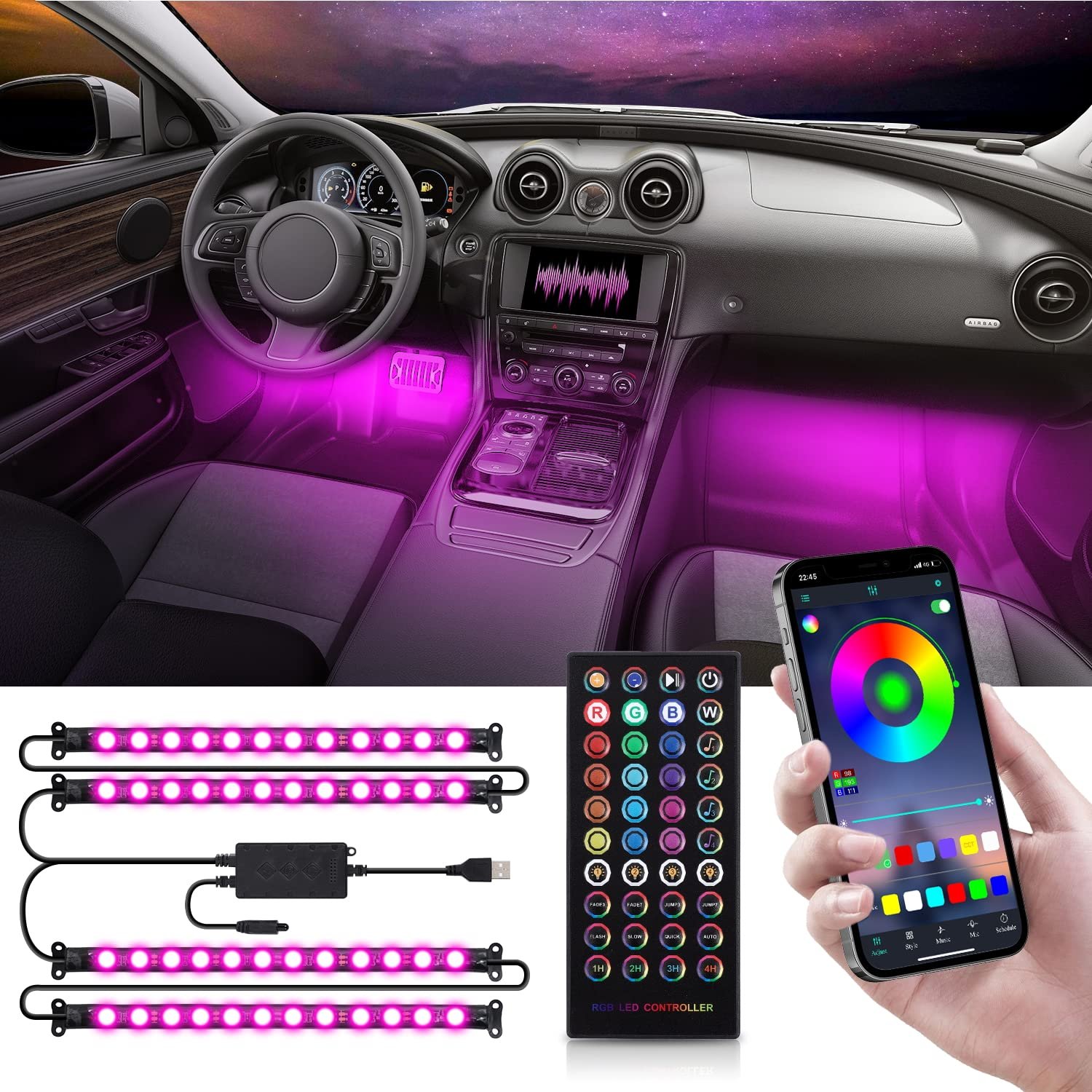 Wholesale Other Car Lighting Accessories Car Decoration LED Strip Footwall Ambient Lighting Car Interior Ambient Light with USB