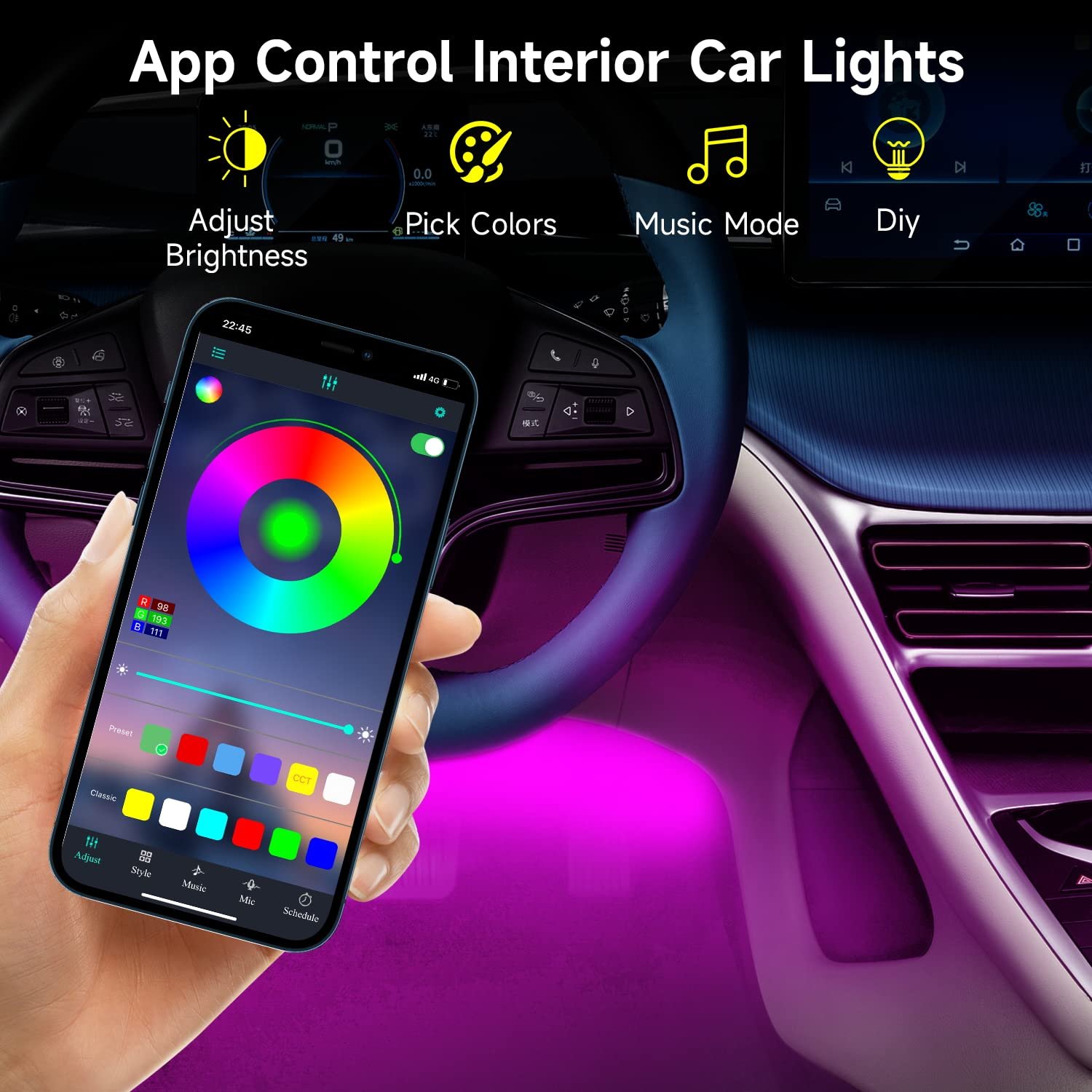 Wholesale Other Car Lighting Accessories Car Decoration LED Strip Footwall Ambient Lighting Car Interior Ambient Light with USB