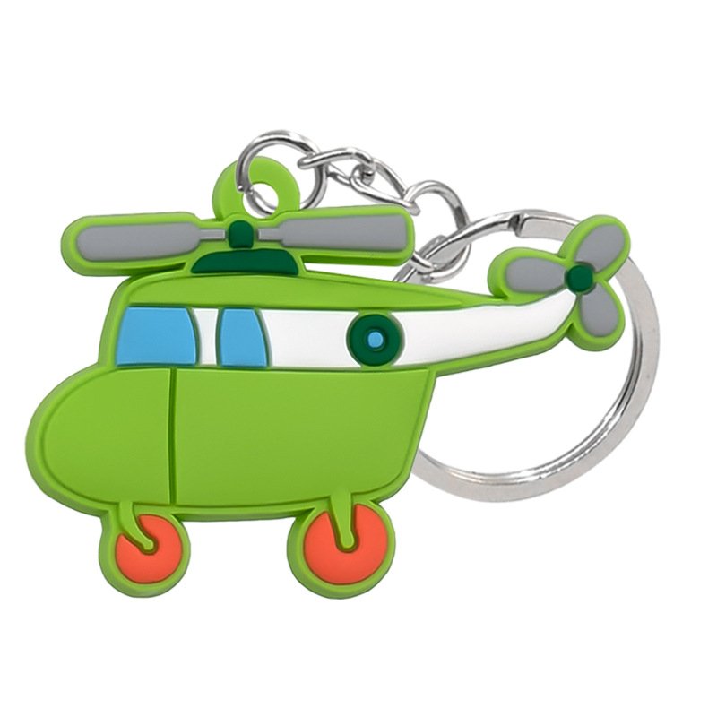 New Arrival Custom Logo Keychain 2D PVC Cartoon Car Airplane Soft Rubber with Iron Metal UV Printed Keychain Customizable