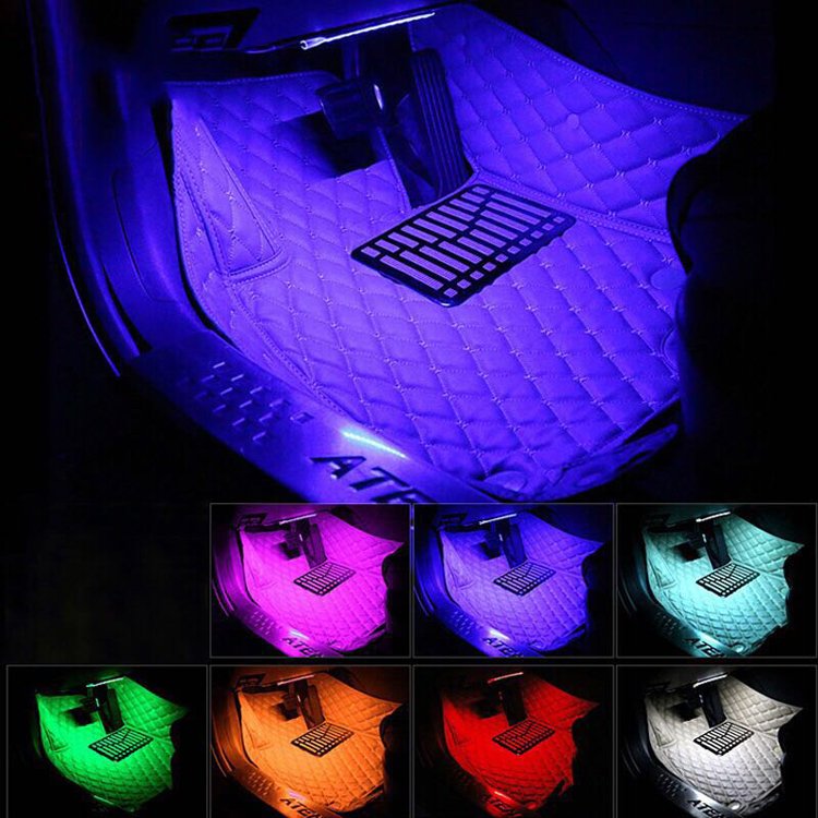RGB Flexible LED Strip with wireless remote sound activated control Car Internal Interior Foot Atmosphere Light in 12V