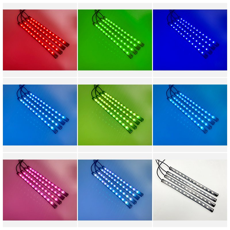 RGB Flexible LED Strip with wireless remote sound activated control Car Internal Interior Foot Atmosphere Light in 12V