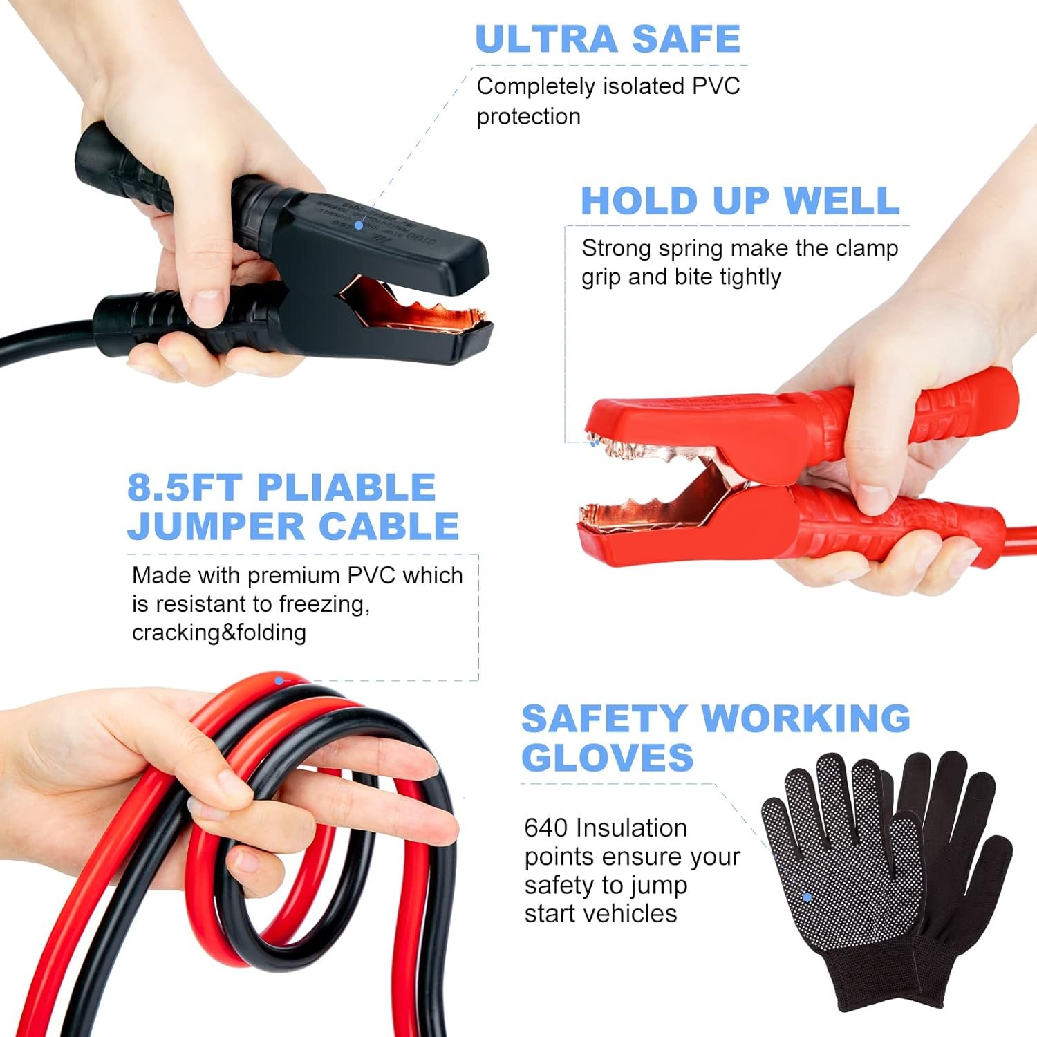 98 PCS_Roadside Emergency Car Kit with Portable Air Compressor /Jumper Safety Hammer and All-In-One Pliers Tool Kit