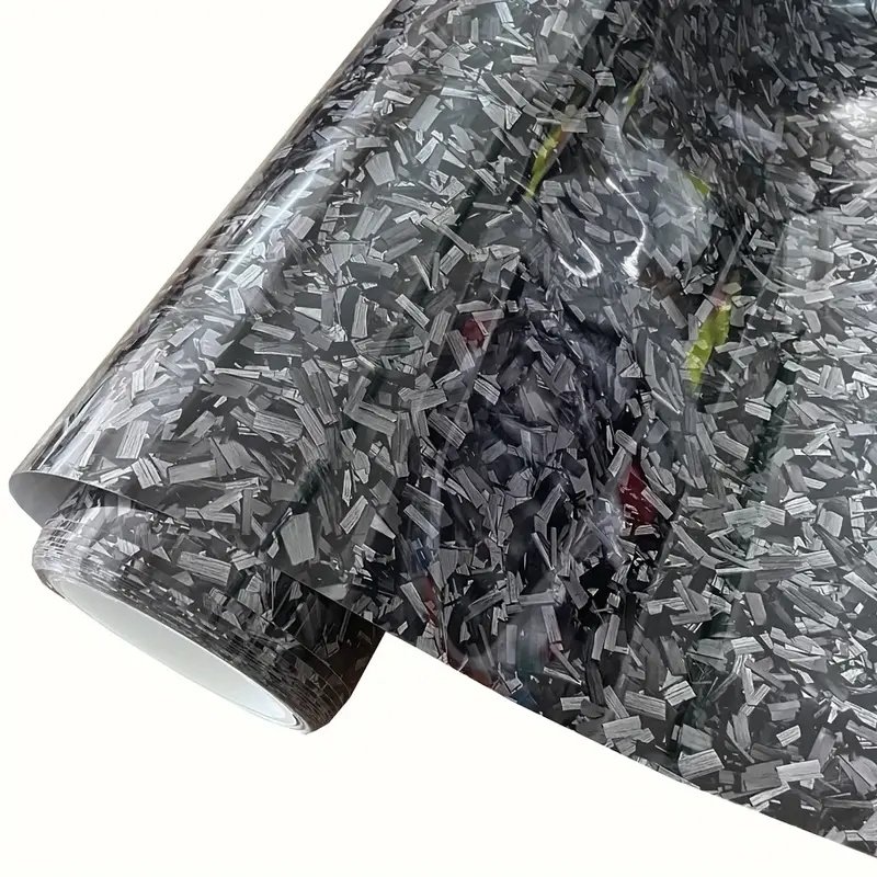 1.52 x 18 m High-Glossy Forged Carbon Fiber Vinyl with Bubble Free for Car Stickers Wrap Film