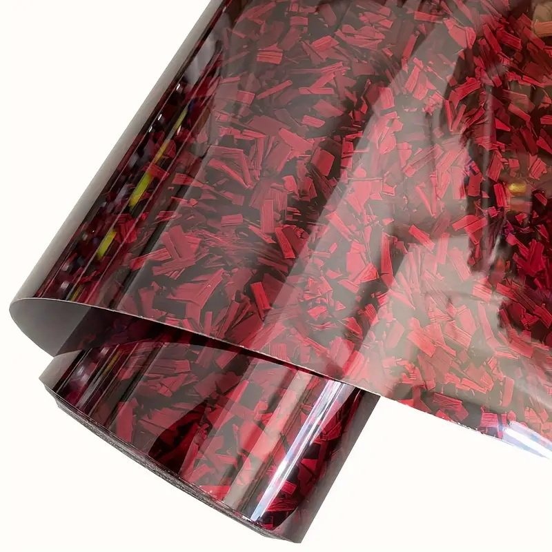 1.52 x 18 m High-Glossy Forged Carbon Fiber Vinyl with Bubble Free for Car Stickers Wrap Film