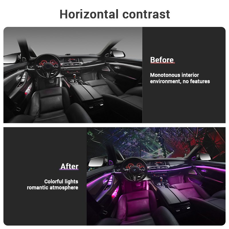 RGB Car Interior Optical Acrylic Strip 12V Decorative Ambient Light APP Others Car Light Accessories Luces LED Para Interior