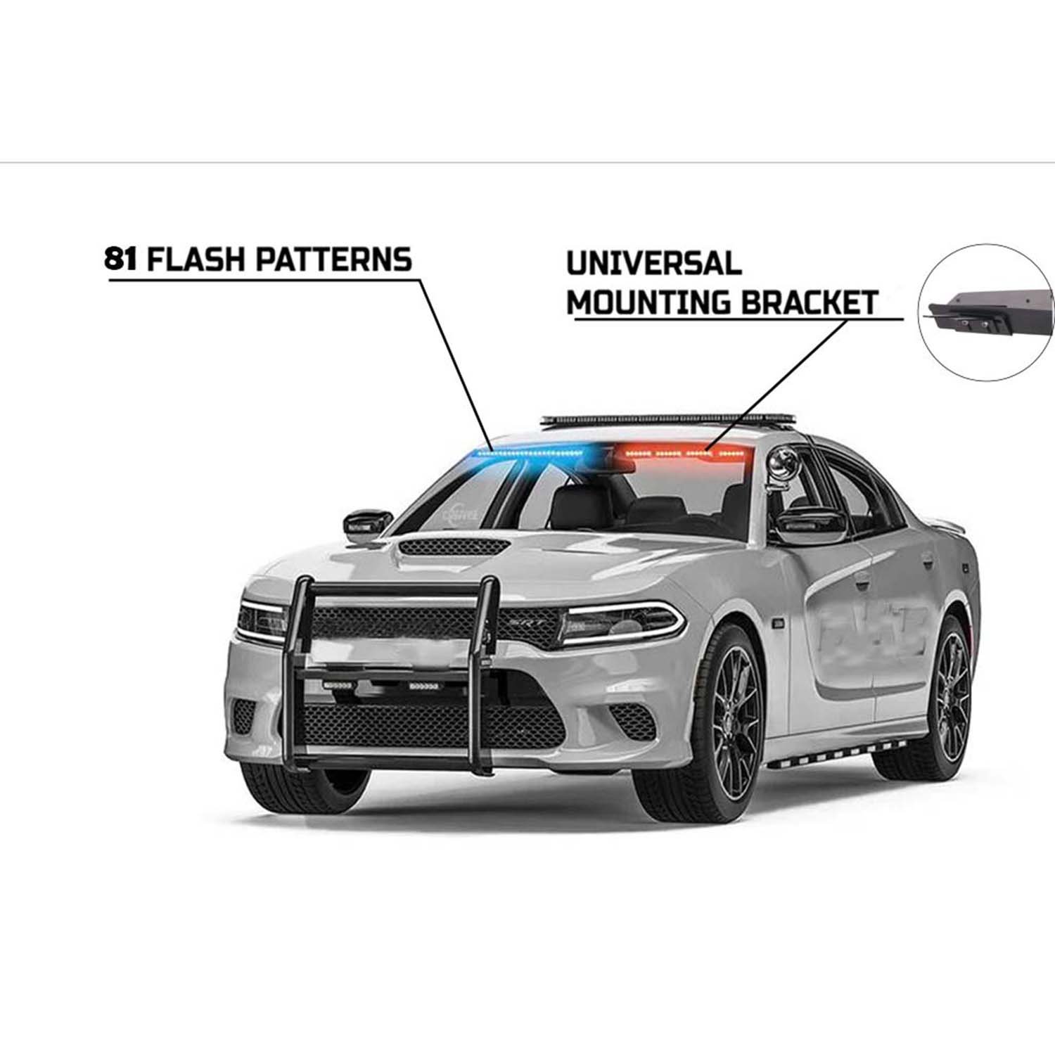 48 LED Light bar Visor Light Windshield Emergency Hazard Warning Strobe Split Mount strobe lights bar