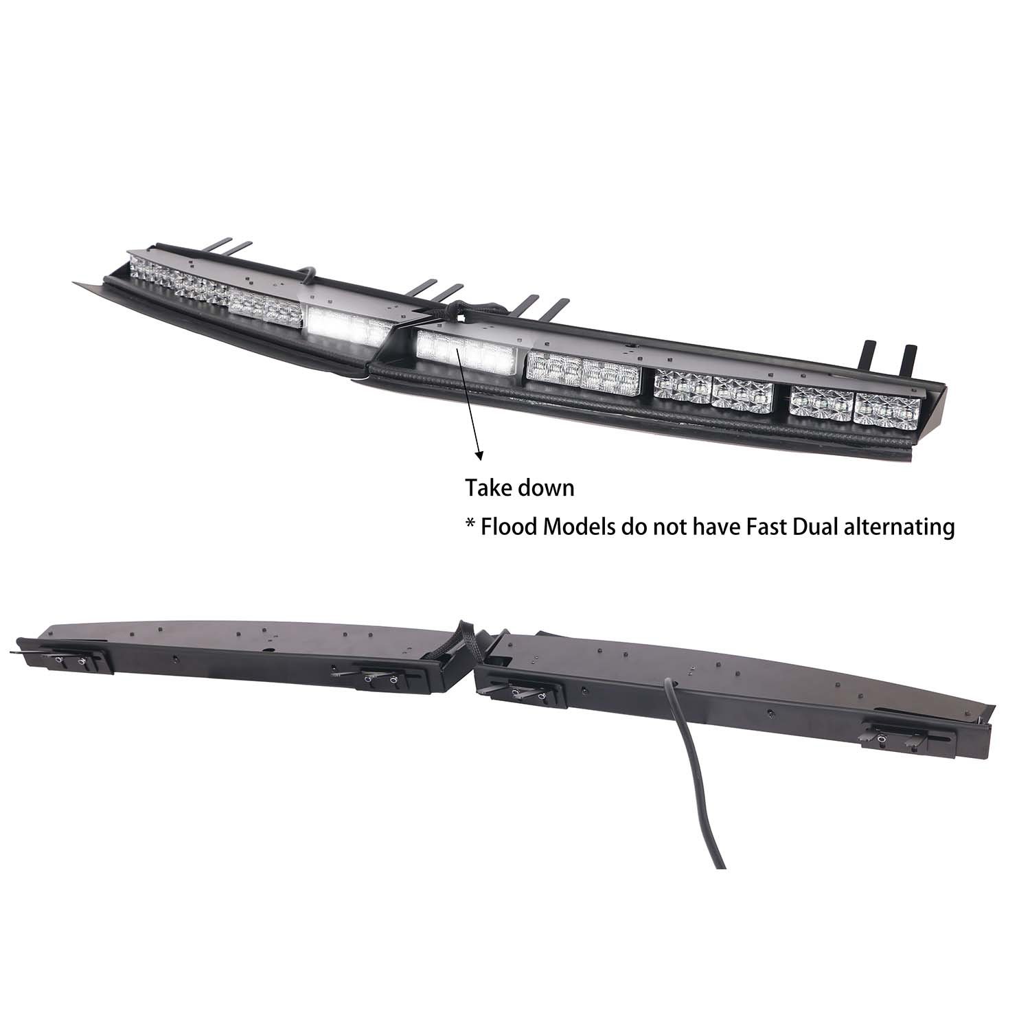 48 LED Light bar Visor Light Windshield Emergency Hazard Warning Strobe Split Mount strobe lights bar