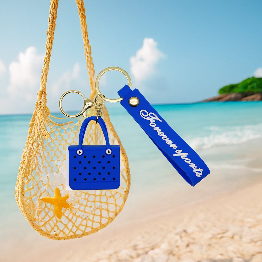 Hot sales Beach Hole bag 3D bag pendant Keychain PVC Silicone Bag Pendant Keychain Silicone Keychain Gifts