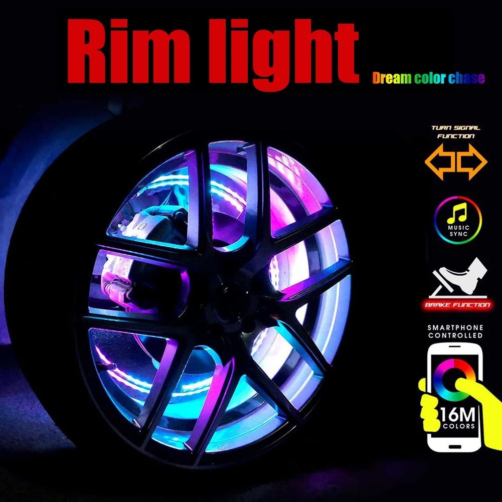 New Vision LED Wheel Rings Aluminum Rim Light Kit with RGB App Control for Auto Retrofit 4pcs One Kit for the golf carts