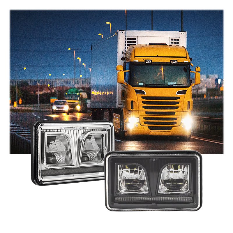 4x6 Led Headlights for Truck Kenworth Accessories 40W High/Low Beam Square ECE R149 24V Semi Truck Light