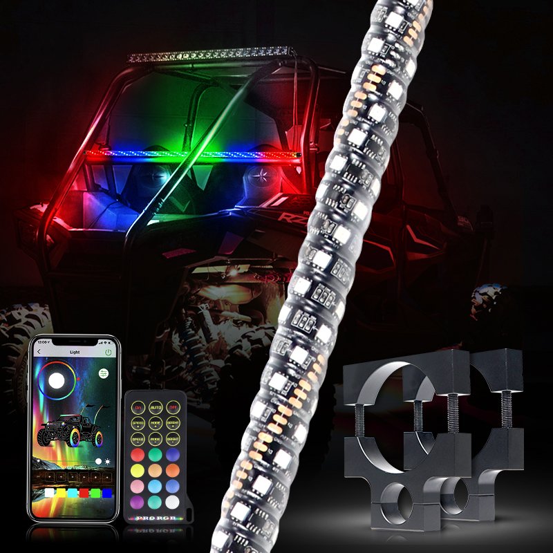 led Antennas For Truck Rgb Chasing Flag LED Lighted Whip for Polaris RZR Can-Am SXS 4X4 LED Whip Lights UTV ATV Accessories