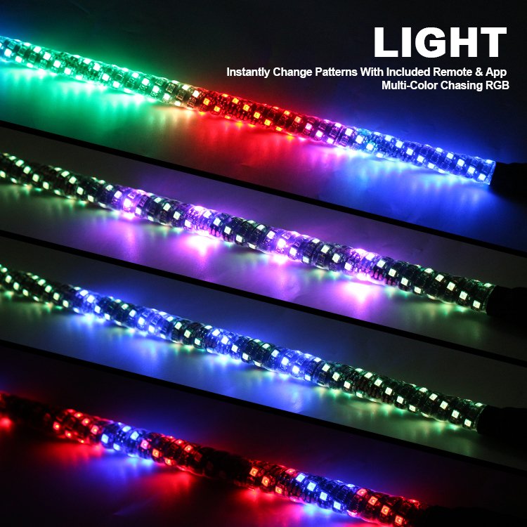 led Antennas For Truck Rgb Chasing Flag LED Lighted Whip for Polaris RZR Can-Am SXS 4X4 LED Whip Lights UTV ATV Accessories