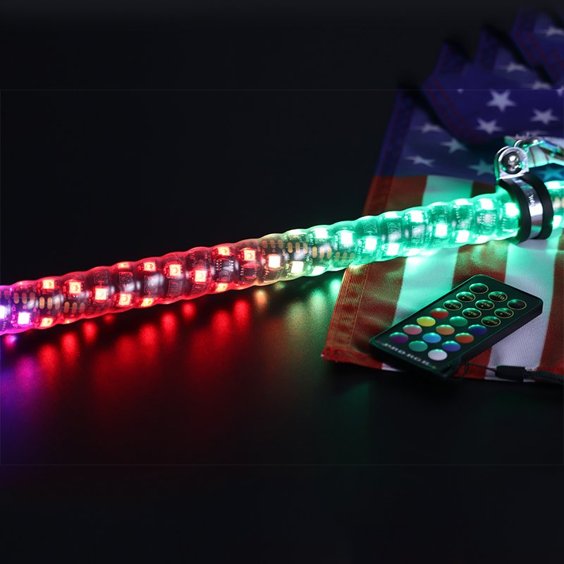 led Antennas For Truck Rgb Chasing Flag LED Lighted Whip for Polaris RZR Can-Am SXS 4X4 LED Whip Lights UTV ATV Accessories