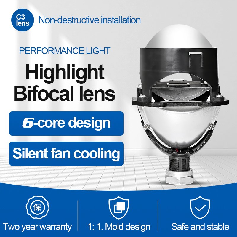 C3 2.5 inch car headlight 45W 12v 6500K bi led lens projector car lamp h4 led auto lighting systems canbus car accessories