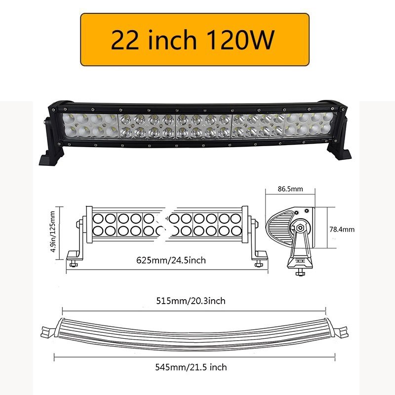 12V 22 inch 32 inch 42 inch 52 Inch Curved LED Light Bar COMBO Work light 3D 7D Bar Driving 4x4 Offroad Car Truck SUV ATV