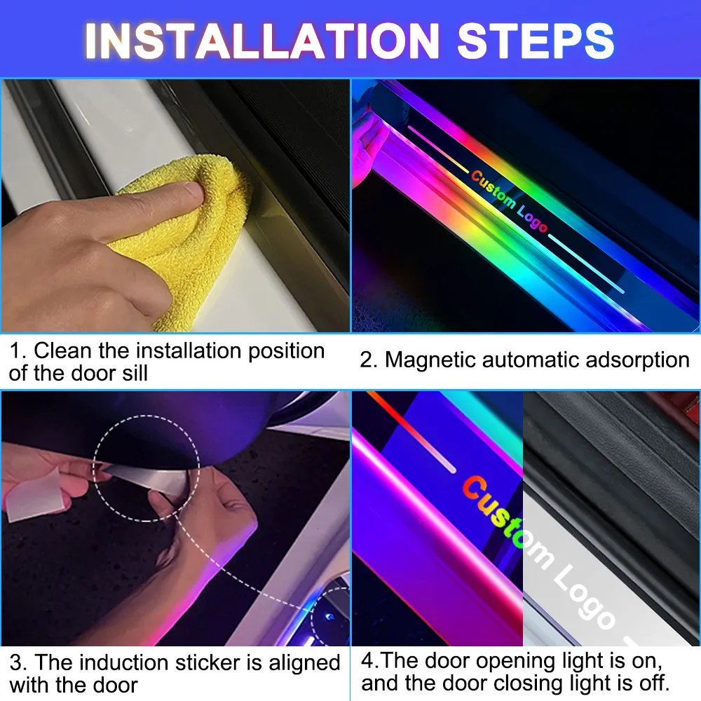 Wireless Magnetic Car Interior Door Sill Light Logo Projector Auto LED Threshold Pedal Welcome Ambient Lamp Decoration Accessory