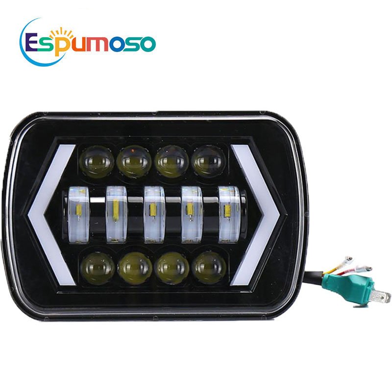 Square Shape 5*7 7*6 Led Headlight 12V 24V White Amber 7inch Headlamp Jeeps h4 lamp Trucks Lorry SUV ATV offroad fog lights