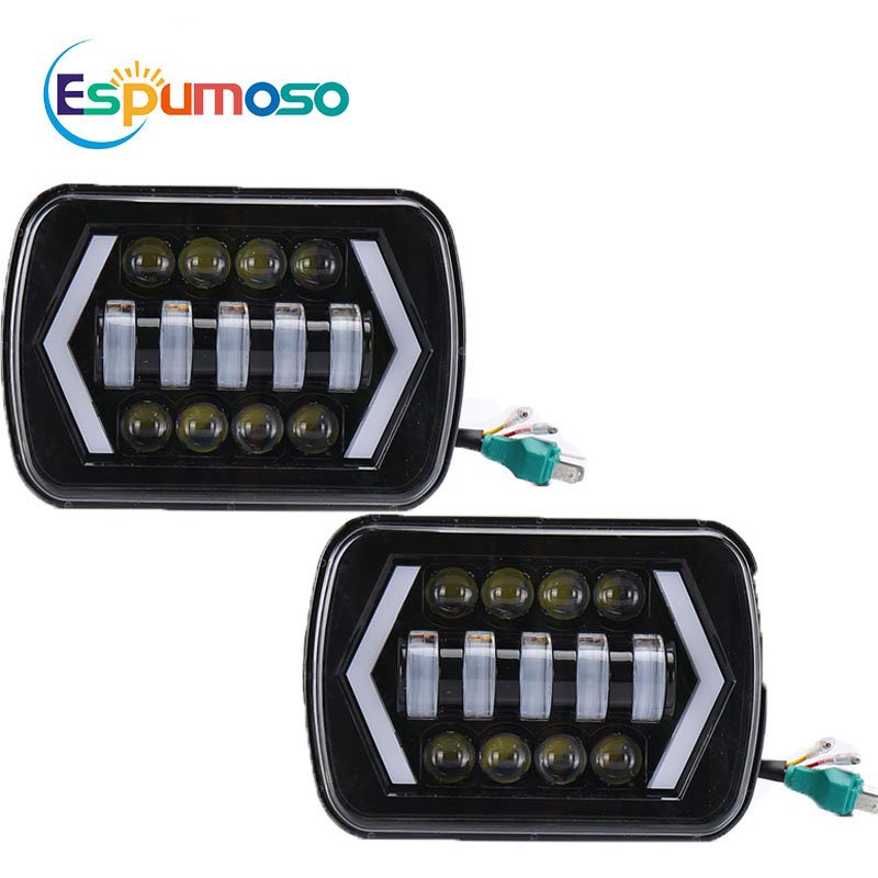 Square Shape 5*7 7*6 Led Headlight 12V 24V White Amber 7inch Headlamp Jeeps h4 lamp Trucks Lorry SUV ATV offroad fog lights