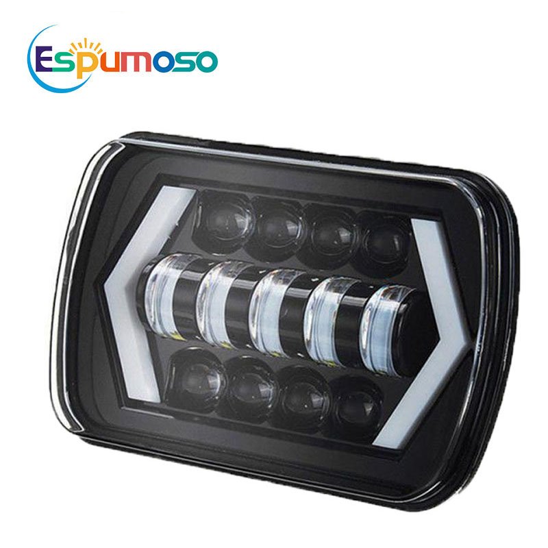 Square Shape 5*7 7*6 Led Headlight 12V 24V White Amber 7inch Headlamp Jeeps h4 lamp Trucks Lorry SUV ATV offroad fog lights