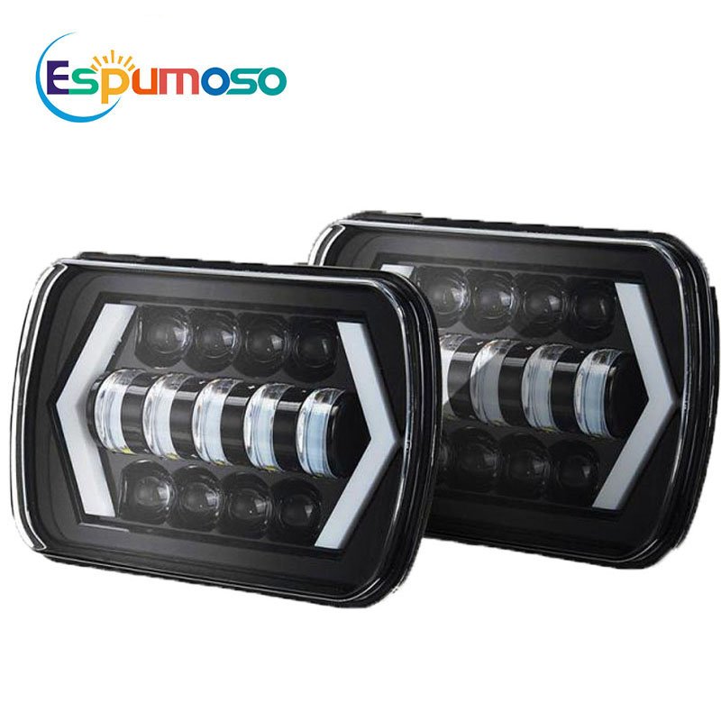 Square Shape 5*7 7*6 Led Headlight 12V 24V White Amber 7inch Headlamp Jeeps h4 lamp Trucks Lorry SUV ATV offroad fog lights