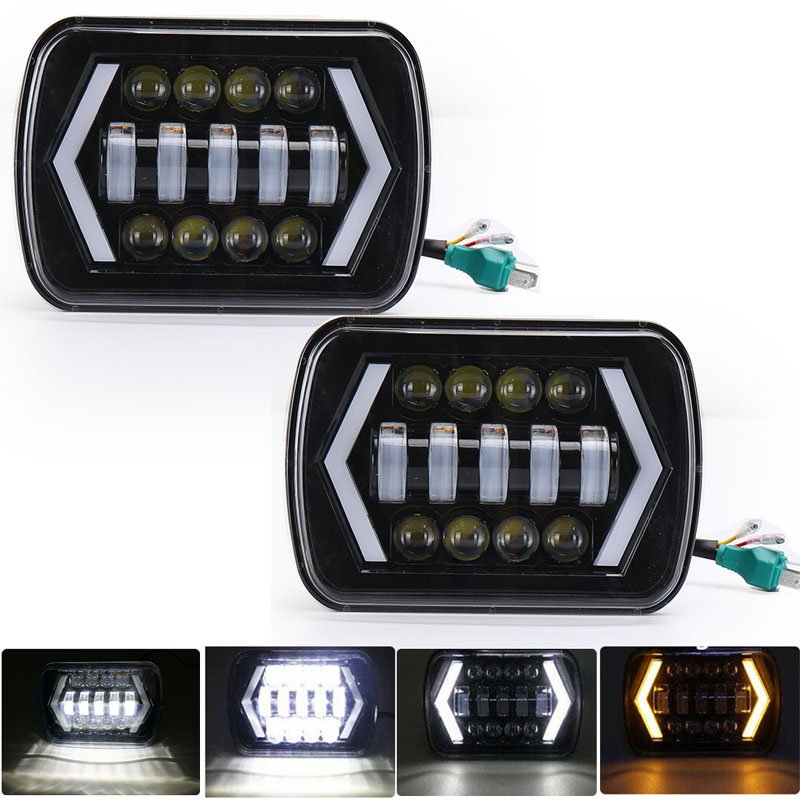 Square Shape 5*7 7*6 Led Headlight 12V 24V White Amber 7inch Headlamp Jeeps h4 lamp Trucks Lorry SUV ATV offroad fog lights