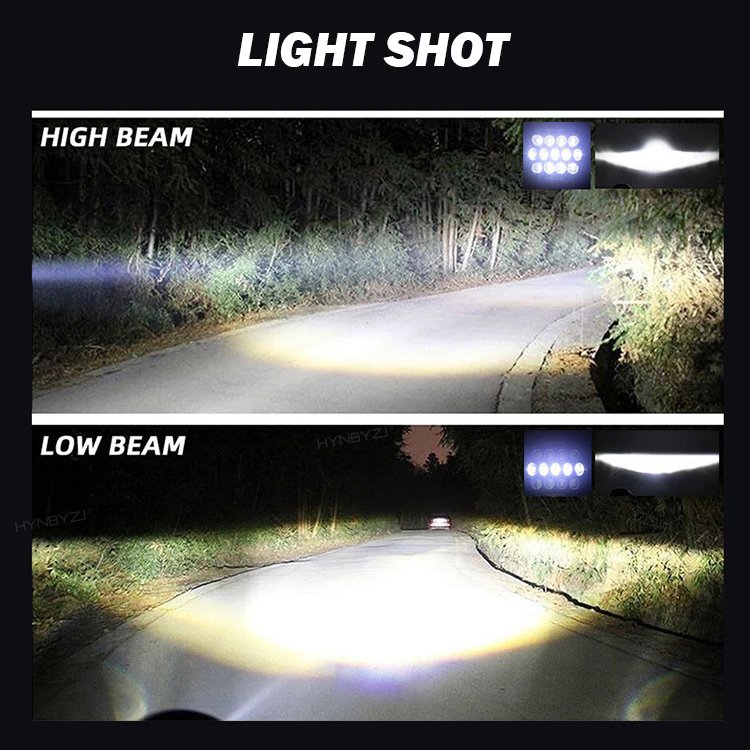 50W 7 Inch round headlight Angel Eye LED Headlight with Hi/Lo Beam DRL Amber Halo Ring for Off-Road Car JK TJ LJ