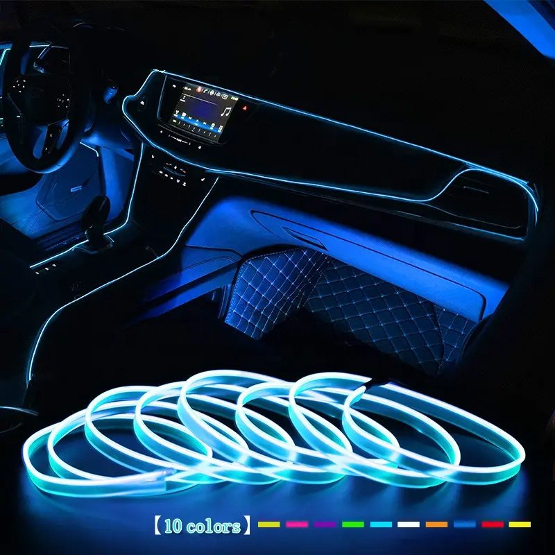 Cold light Diy Car Atmosphere Light Neon Wire Auto Kit Interior Led Electric Wire Strip Car Light Accessories